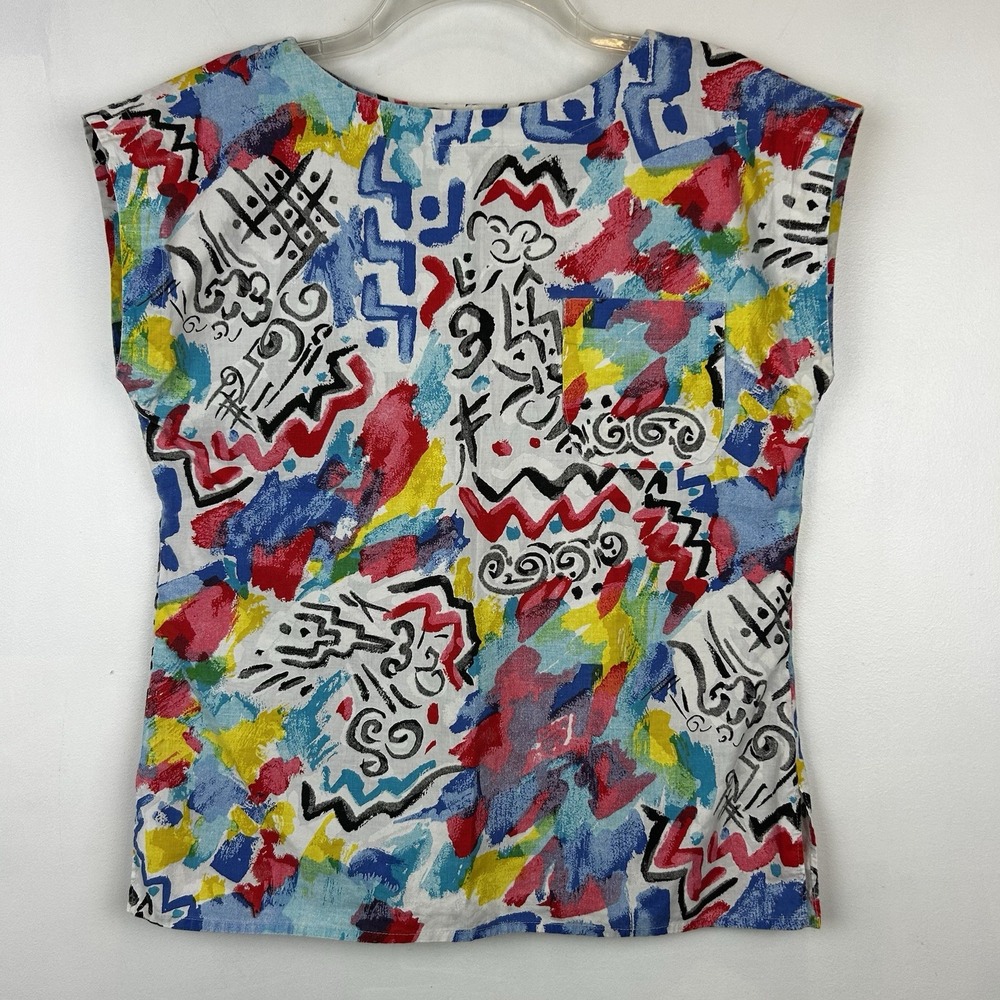Vintage 80s Mod Shirt Womens S M Maximalist Homemade Read